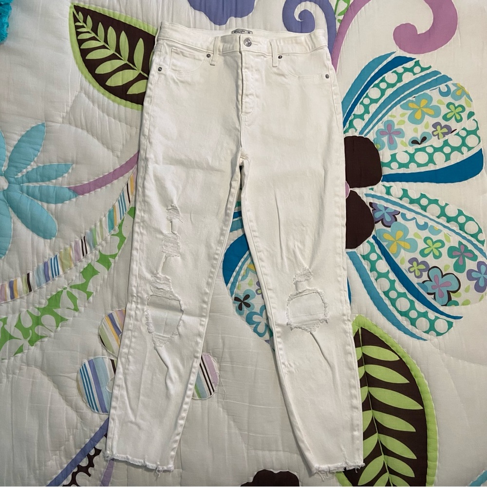 White Distressed Jeans Abercrombie & Fitch